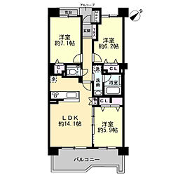 ライオンズガーデン湘南緑が浜 3LDKの間取図画像