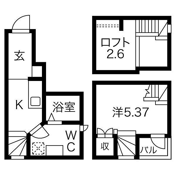 愛知県名古屋市中村区羽衣町(賃貸アパート1SK・2階・25.58㎡)の写真 その2