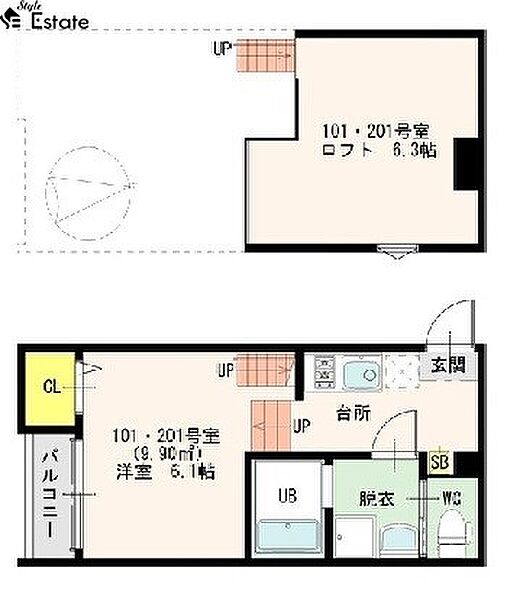 ウィルコートI則武 ｜愛知県名古屋市中村区則武１丁目(賃貸アパート1SK・2階・21.54㎡)の写真 その2