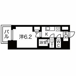 メイクスWアート浅間町 14階1Kの間取り