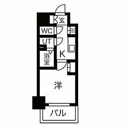 エステート金山 2階1Kの間取り