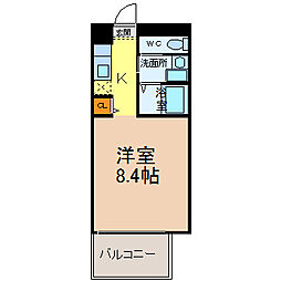 ピーステン名駅南 6階1Kの間取り