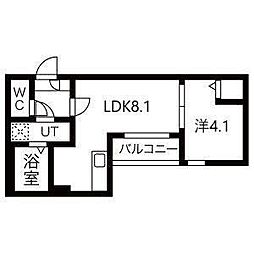 メイクスR高畑 1LDKの間取図画像