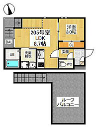 グランティック神宮南 1LDKの間取図画像
