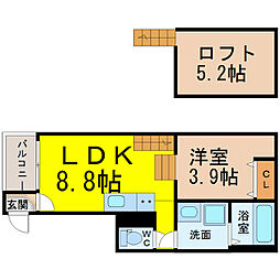セゾンノーベル 1SLDKの間取図画像