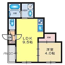 ハーモニーテラス名古屋山王 1LDKの間取図画像