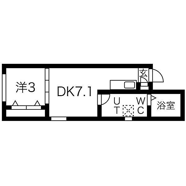 画像2:1LDK（DK7.10畳，洋室3.00畳）