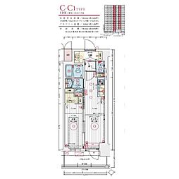 エステムコート名古屋TWIN　WEST 14階1DKの間取り