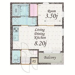 Cherim 本陣十王町II South 1LDKの間取図画像