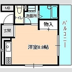 シェルコート則武 ワンルームの間取図画像