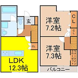 アプトルーナ川名 2LDKの間取図画像