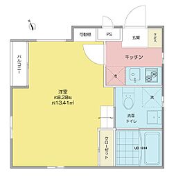 リンデンバウムJ5B棟 1Kの間取図画像