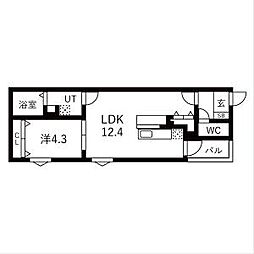 名古屋市北区生駒町7丁目アパート 1LDKの間取図画像