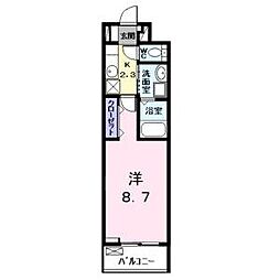 エスポワール2 1Kの間取図画像