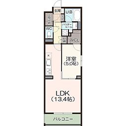 名古屋市西区枇杷島2丁目マンション 1LDKの間取図画像