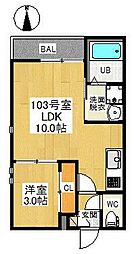 GRANDTICMIZUKIRI 1LDKの間取図画像
