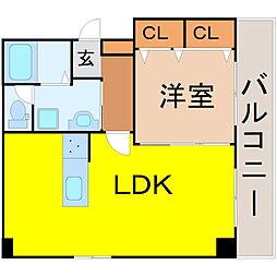 セントラルハイツカシノ 1LDKの間取図画像