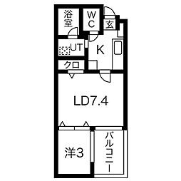 マンダリンコートささしまライブ 1LDKの間取図画像