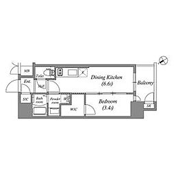 エステムコート名古屋新栄4ネスト 1DKの間取図画像