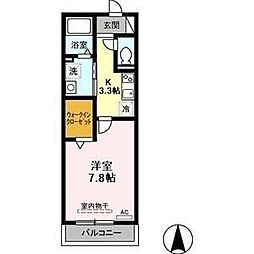 パインパーク白金 1Kの間取図画像