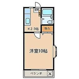 コーポニシベ 1Kの間取図画像