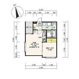 ハーモニーテラス荒江町3 1LDKの間取図画像