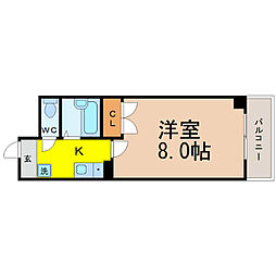 ケーエム泉 1Kの間取図画像