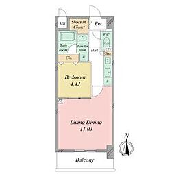 RESIDIA白壁 1LDKの間取図画像