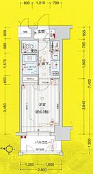 プレサンス泉セントマーク 1Kの間取図画像