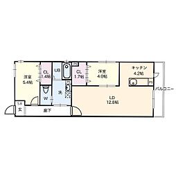 CELENEST高岳 2LDKの間取図画像