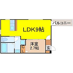 I'll be清水白壁 1LDKの間取図画像