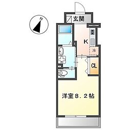 ラヴィK 1Kの間取図画像