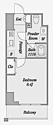 WESTIN上前津 1Kの間取図画像