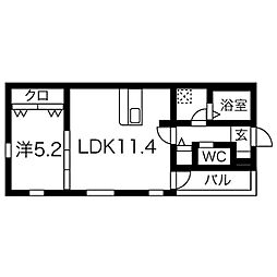 グランフォーレ千種 1LDKの間取図画像