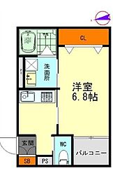 ラクーンノリタケ 1Kの間取図画像