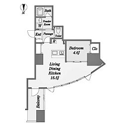 WESTIN上前津 1LDKの間取図画像