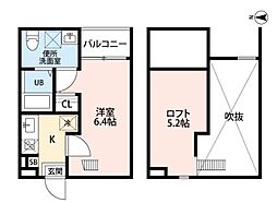アンベリールドゥ 1Kの間取図画像