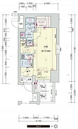 プレサンス桜通ザ・タイムズ ワンルームの間取図画像