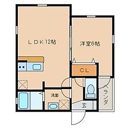 グランレーヴ黒川2 1LDKの間取図画像