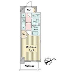 リバーコート砂田橋2 1Kの間取図画像