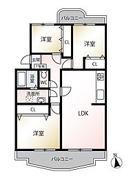 相模原富士マンションA 3LDKの間取図画像