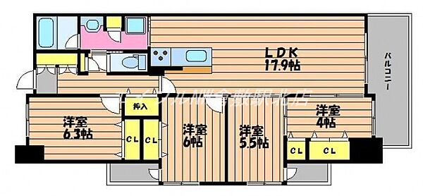 岡山県倉敷市西中新田(賃貸マンション4LDK・2階・87.02㎡)の写真 その2