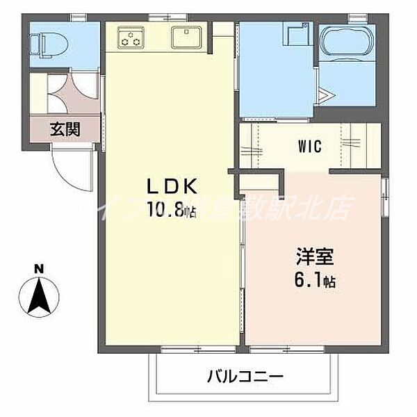 岡山県倉敷市安江(賃貸アパート1LDK・2階・40.31㎡)の写真 その2