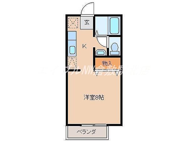 岡山県倉敷市中島(賃貸アパート1DK・1階・27.10㎡)の写真 その2