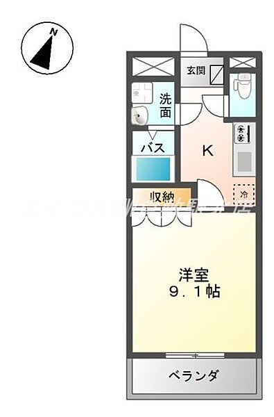 岡山県倉敷市西阿知町(賃貸アパート1K・2階・30.96㎡)の写真 その2