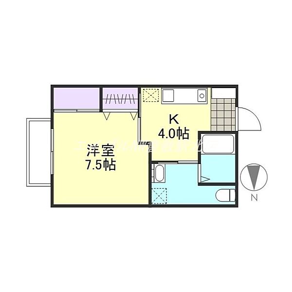 岡山県倉敷市中島(賃貸アパート1K・2階・31.05㎡)の写真 その2