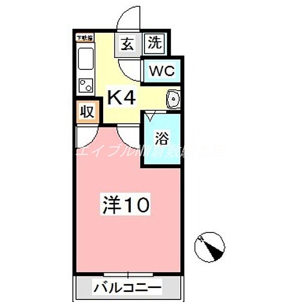 岡山県倉敷市新倉敷駅前4丁目(賃貸マンション1K・2階・29.16㎡)の写真 その2