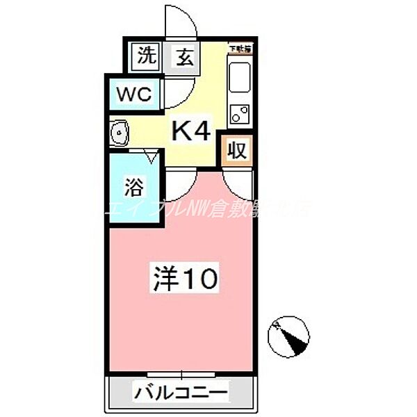 岡山県倉敷市新倉敷駅前4丁目(賃貸マンション1K・7階・29.16㎡)の写真 その2