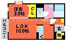 ハピネス中畝　B棟 101 ｜ 岡山県倉敷市中畝10丁目4-35（賃貸アパート1LDK・1階・34.30㎡） その2