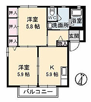 サリーレ太陽II　Ｃ棟 106 ｜ 岡山県倉敷市玉島長尾53-1（賃貸アパート2K・1階・43.75㎡） その2